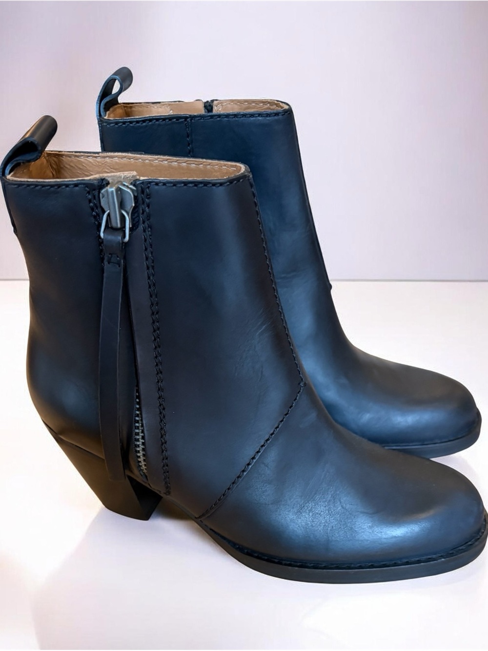 NEW Acne Studios Pistol Black Leather Women Ankle Boots | Size 7 / EU37